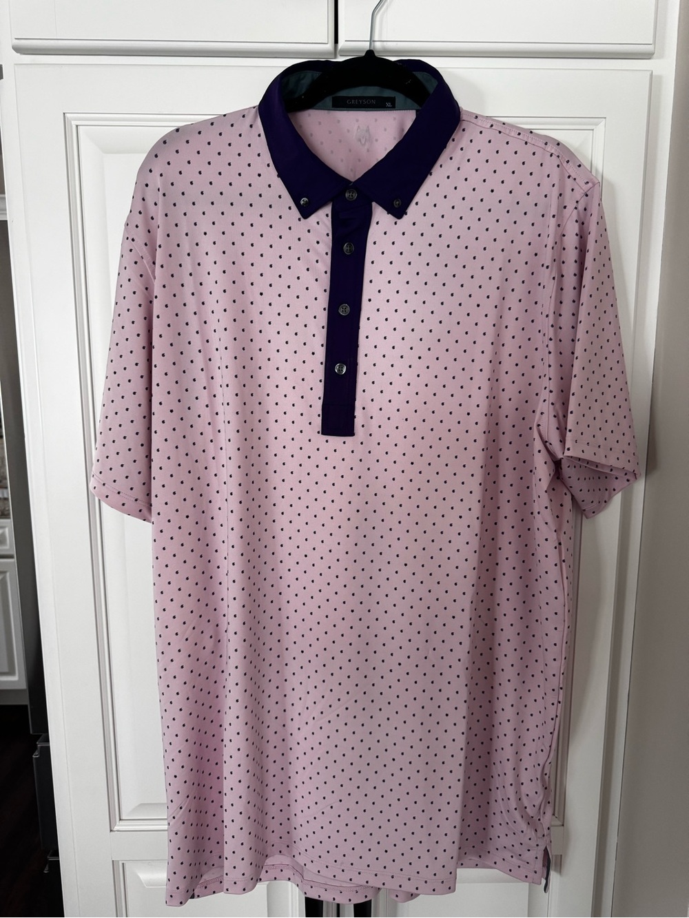 Greyson Light Pink Polo with Dark Navy Contrast Collar